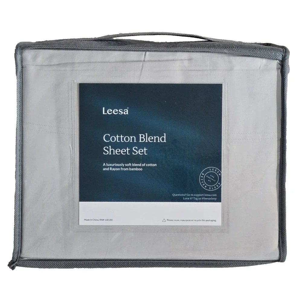 Leesa Bamboo Cotton Blend Sheet Set, 300 Count Sheets, Cooling, Calif King